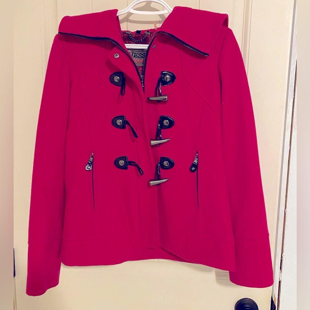 Guess hot pink pea coat style jacket